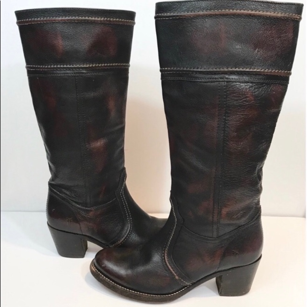 Frye Jane Brown Leather Boots Size 8